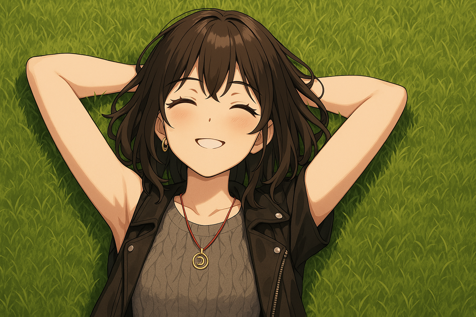 Mizuki relaxing on grass